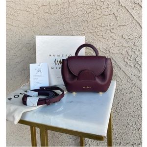 POLENE Burgundy Leather Número Uno Micro Crossbody Bag Mini Bag